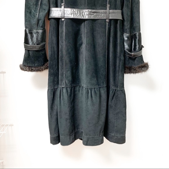 Hexeline Leather Fur Trim‎ Coat Size 12 - Picture 5 of 11